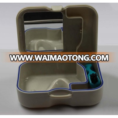 Denture clean box,Denture box with brush and mirror,Denture retainer store box